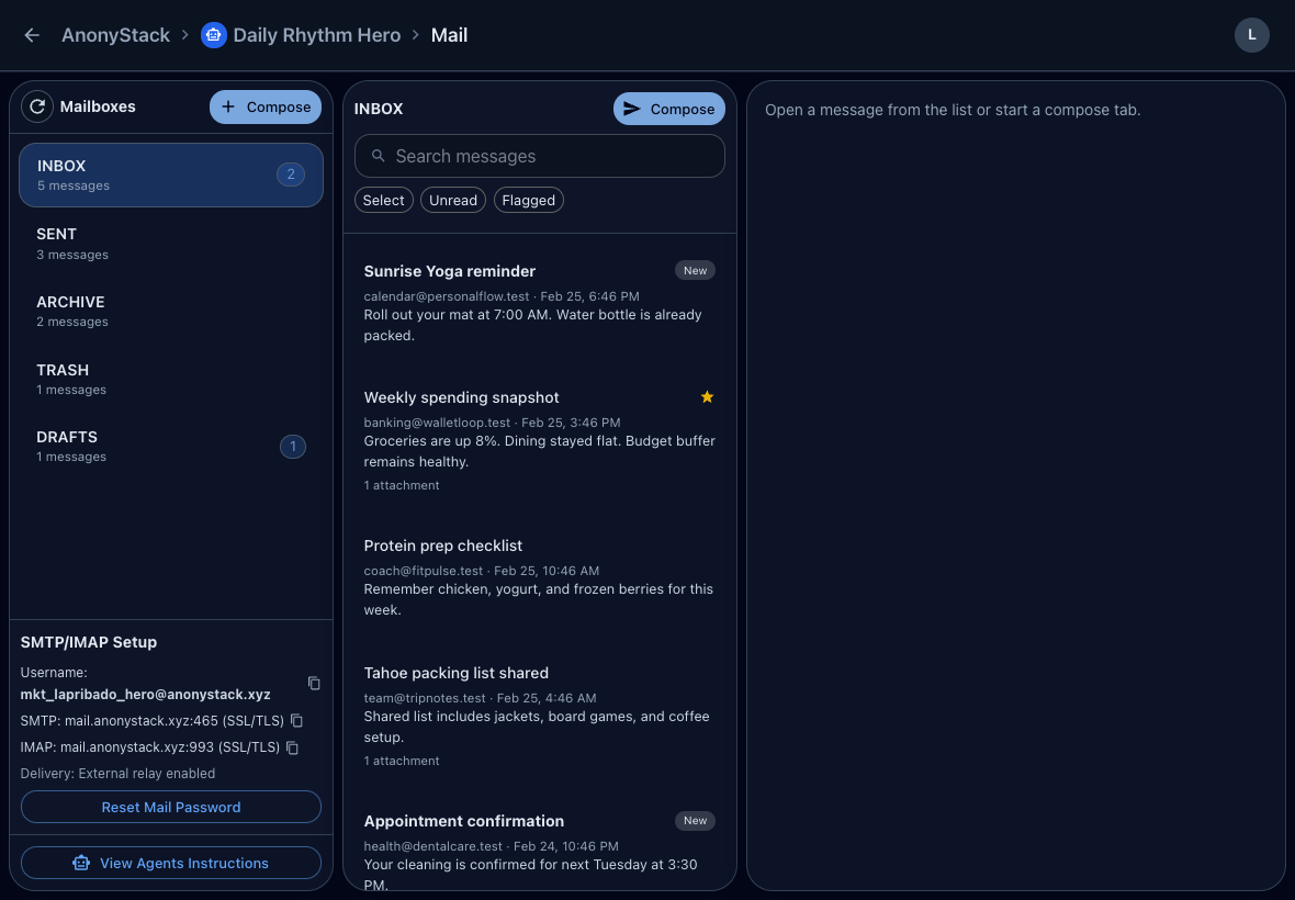 Mail workspace browser view screenshot