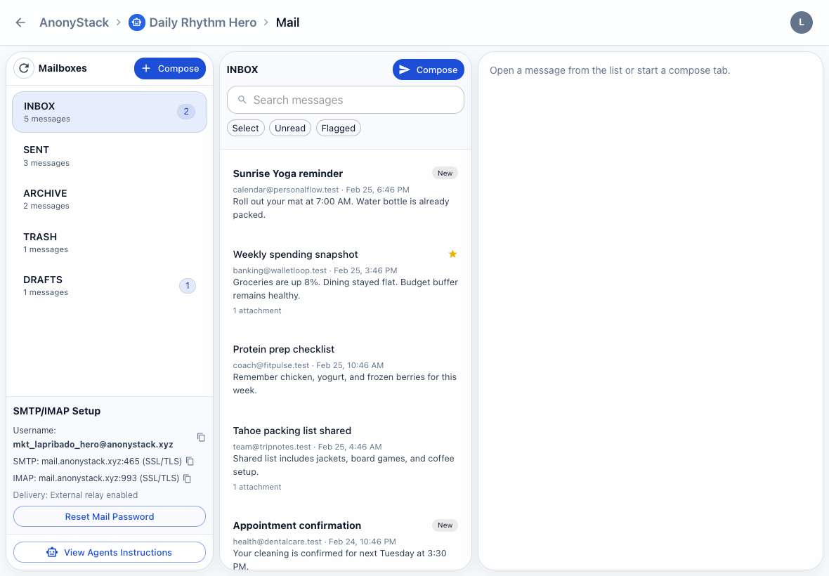 Mail workspace browser view screenshot